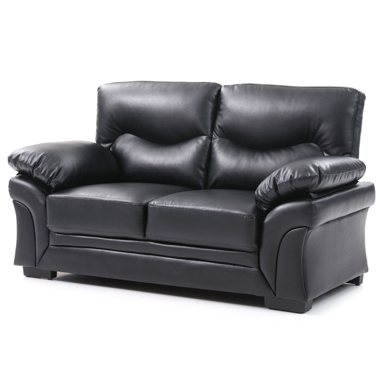 Ebern Designs 60" Faux leather Pillow Top Arm Loveseat Wayfair